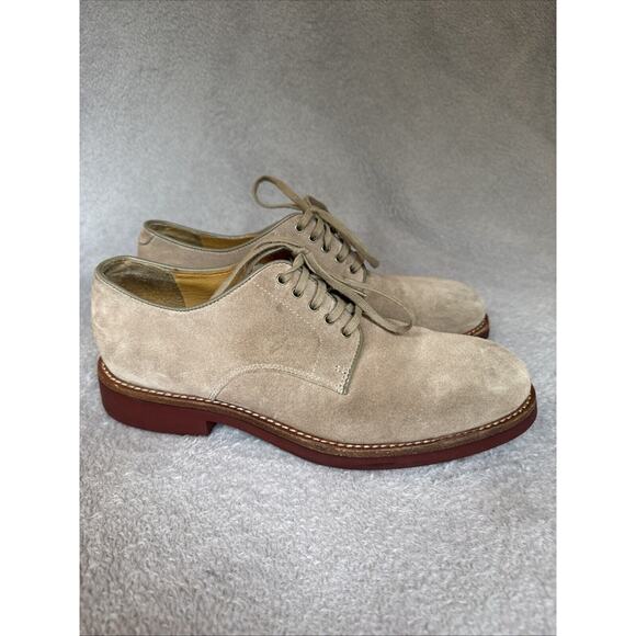 Polo Ralph Lauren Camel Suede Derby Oxford Lace Up Shoe 8D Wide Preppy Grandpa - Picture 1 of 16